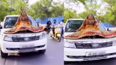 15500 रुपये का चालान कटने के बाद निकली हेकड़ी , सफारी के बोनट पर बैठकर रील बनाना दुल्हन को पड़ा महंगा,