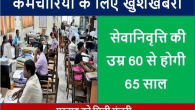 कर्मचारियों के लिए खुशखबरी, अब सेवानिवृत्ति की उम्र 60 से होगी 65 साल, प्रस्ताव को मंजूरी…